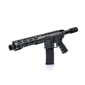 Tactical firearm with suppressor and rail system.