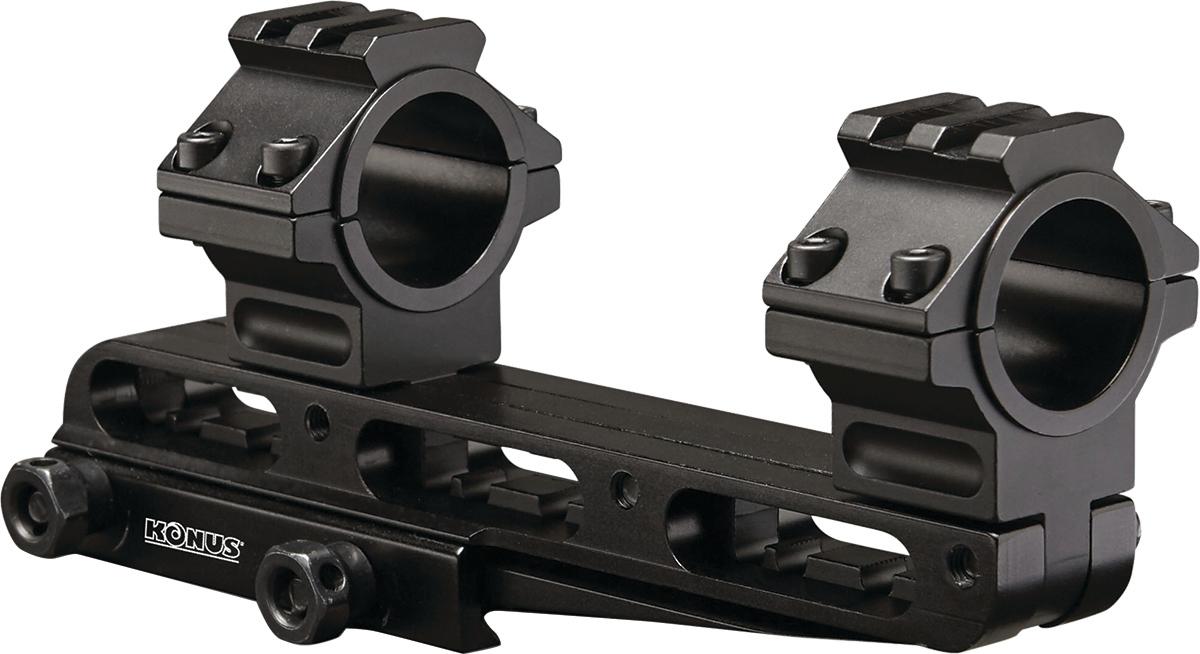 Black firearm scope mounting bracket