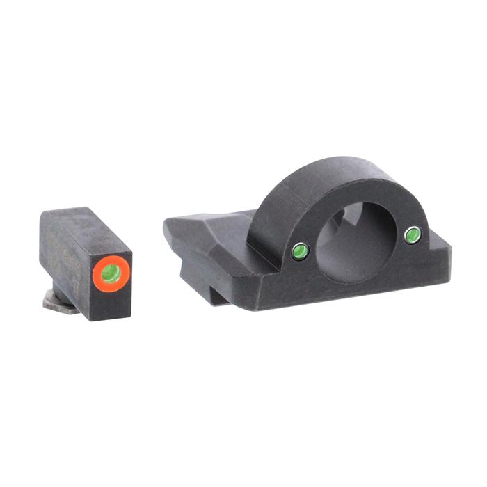 Pistol sight set with contrasting colors.