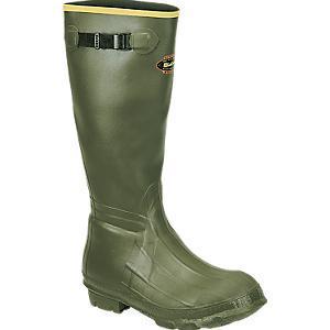 Green rubber rain boot for outdoor activities