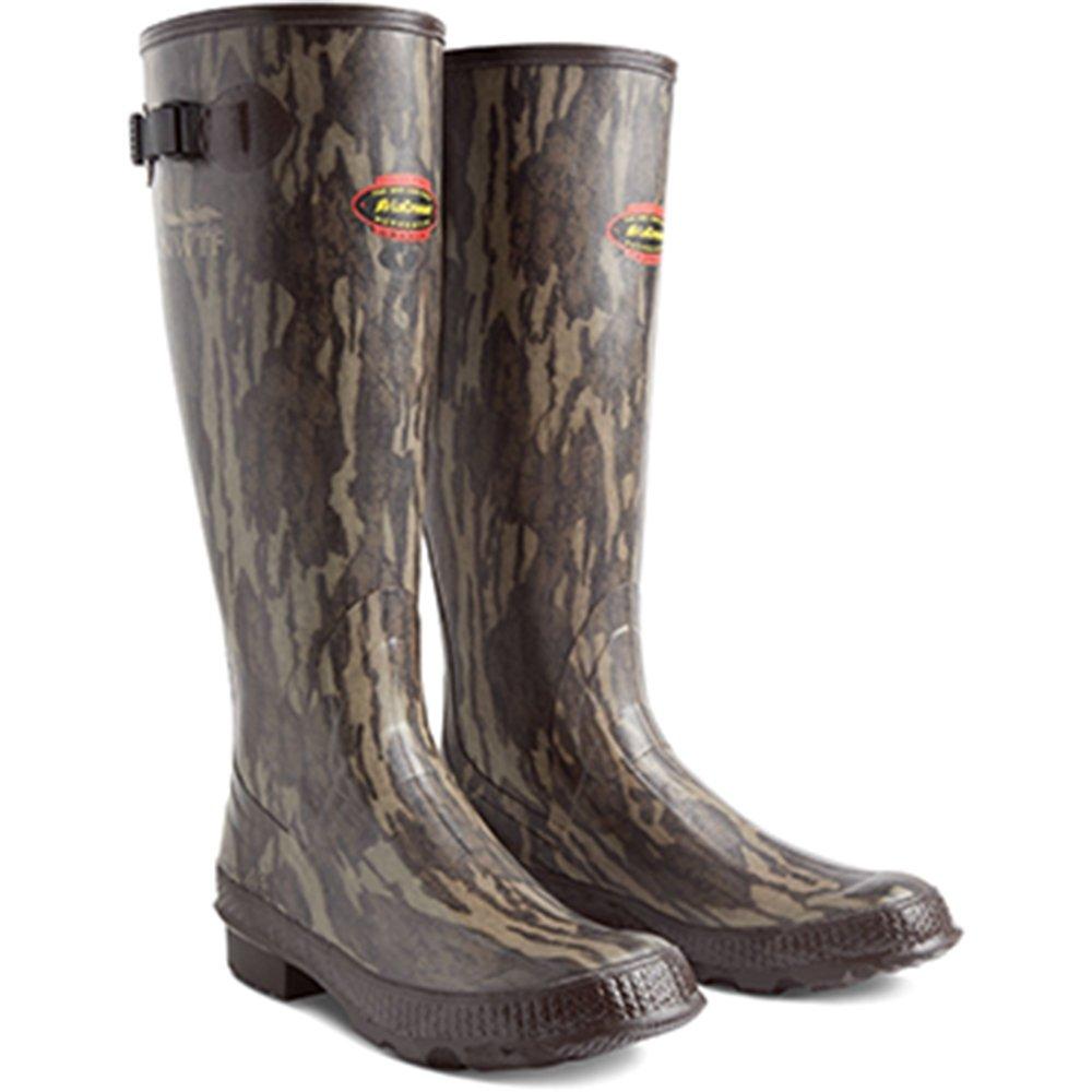 Waterproof camouflage rubber boots for outdoor activities.