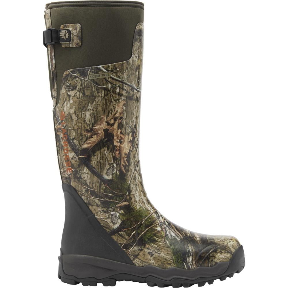Camo knee-high hunting boots for outdoor activities.