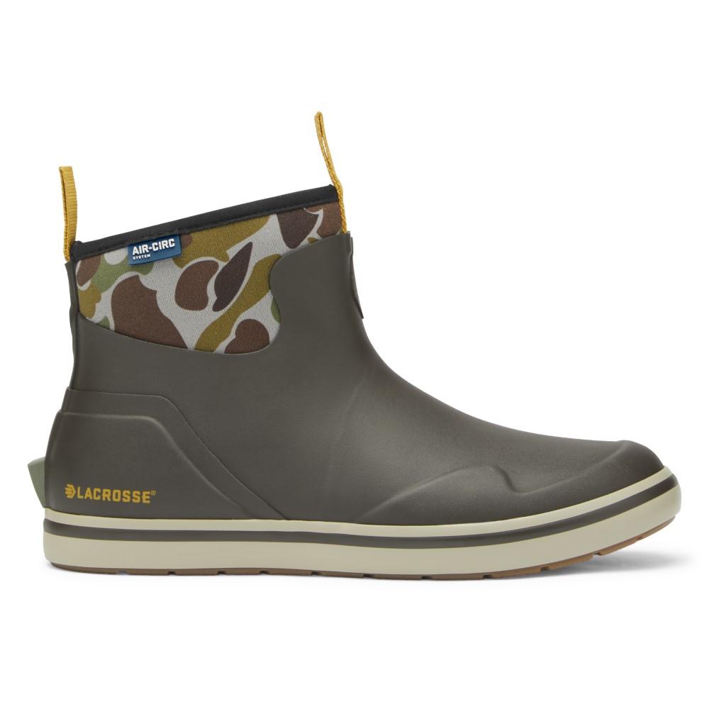 Waterproof Lacrosse boots with camouflage pattern.