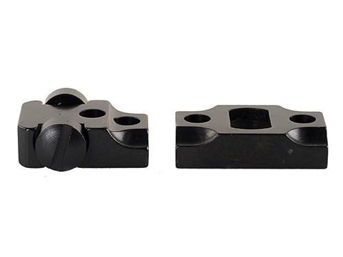 Two black metal mounting brackets side by side.