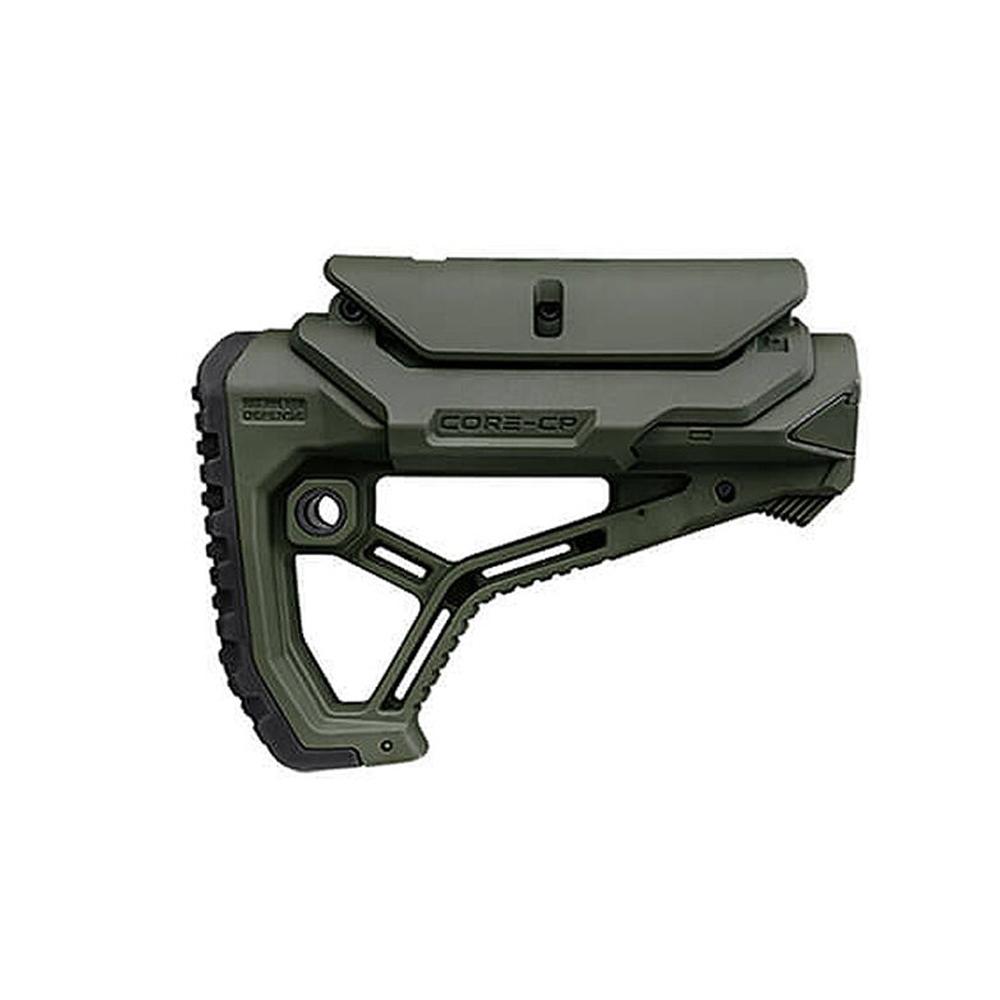 Green tactical stock attachment for firearms.