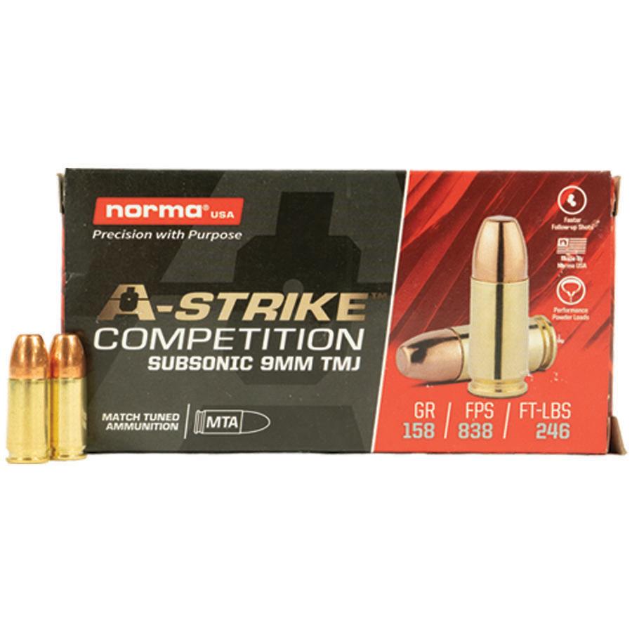 Box of A-Strike competition subsonic 9mm ammunition