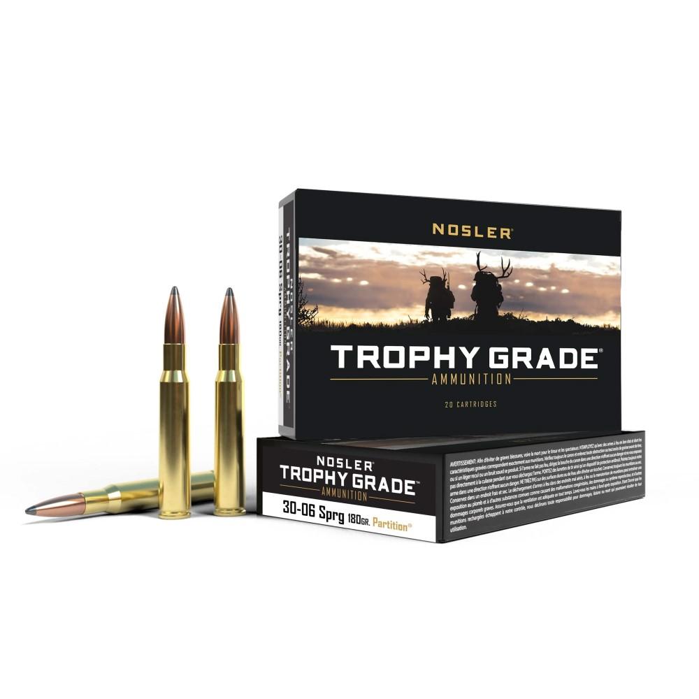 Nosler Trophy Grade ammunition box and cartridges