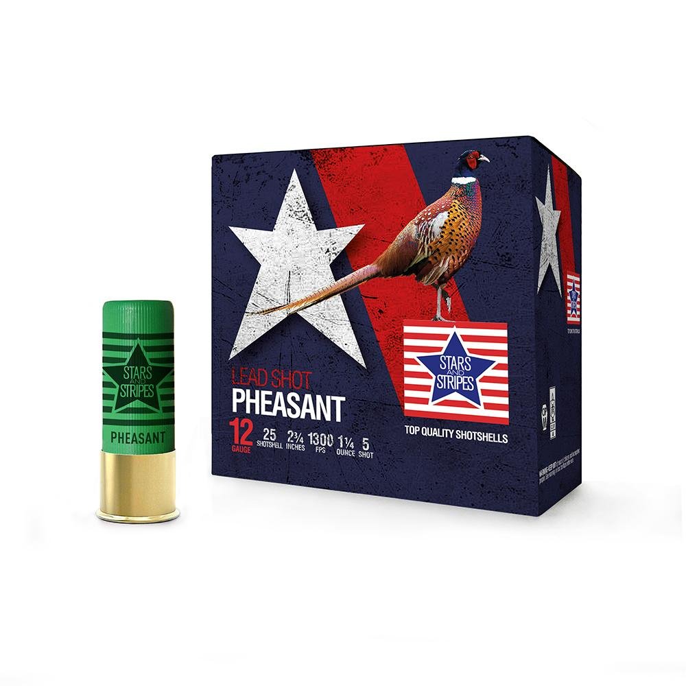 Box of lead shot pheasant ammunition with cartridge