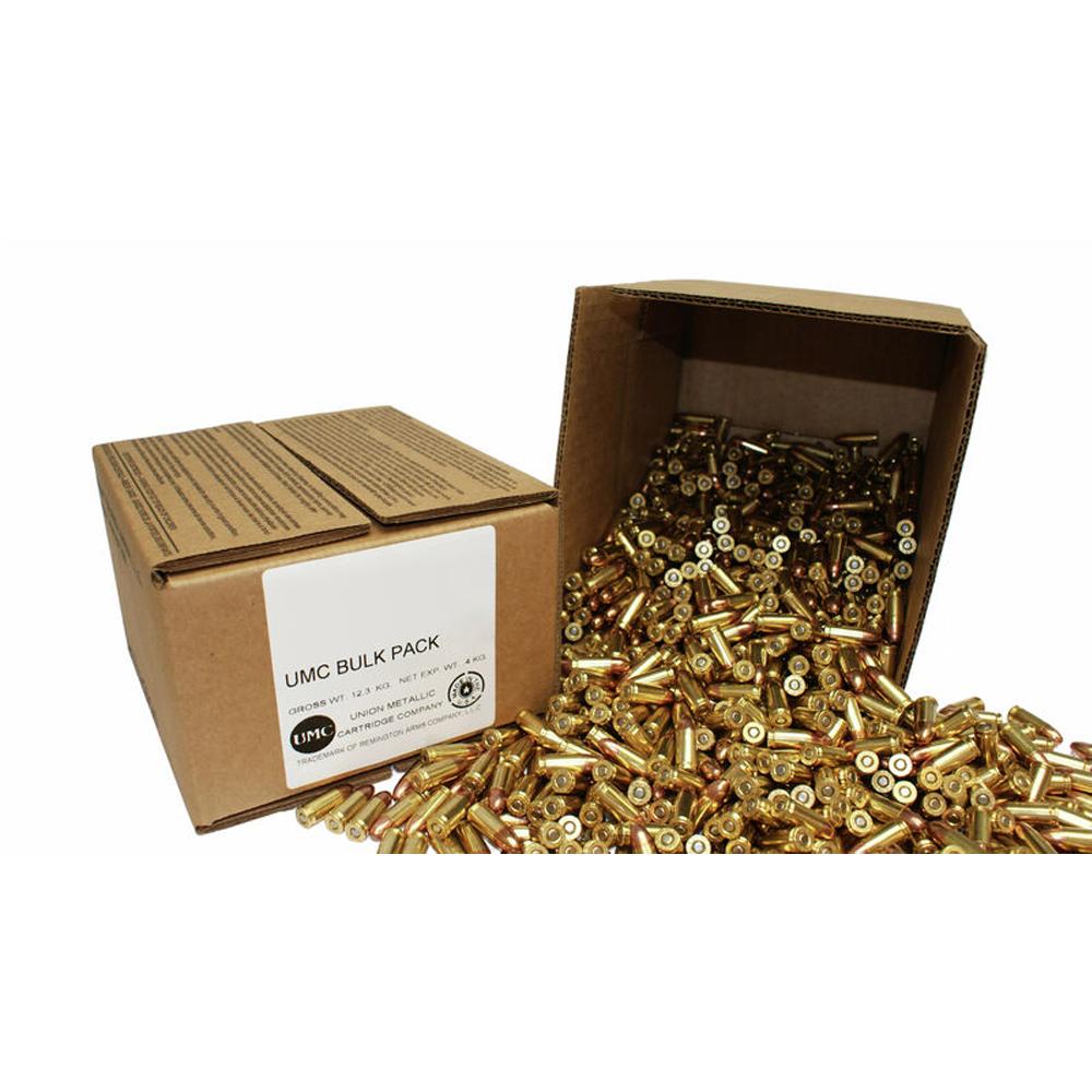 Open box of UMC bulk packed ammunition cartridges.