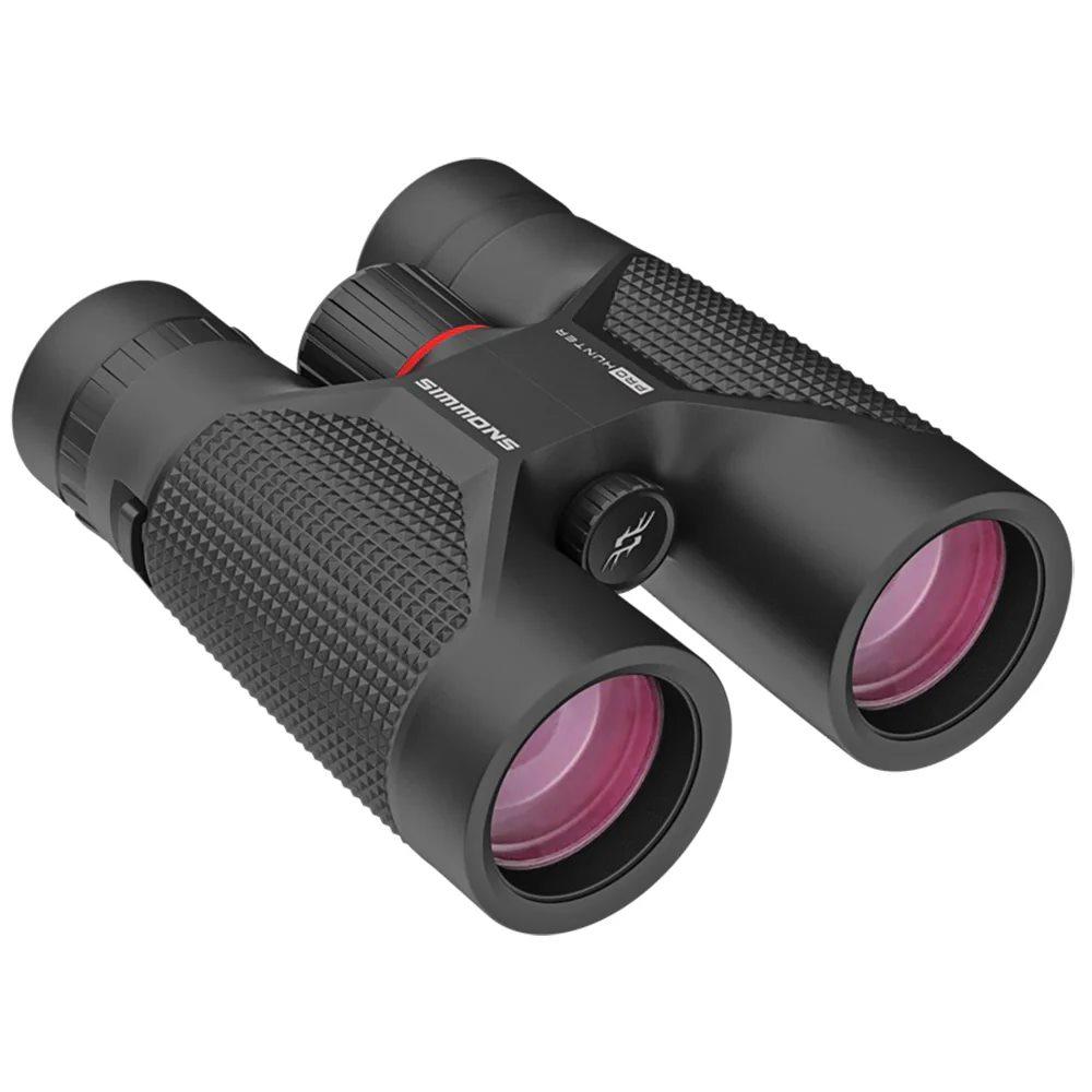 Compact binoculars with rubberized grip and pink lenses.