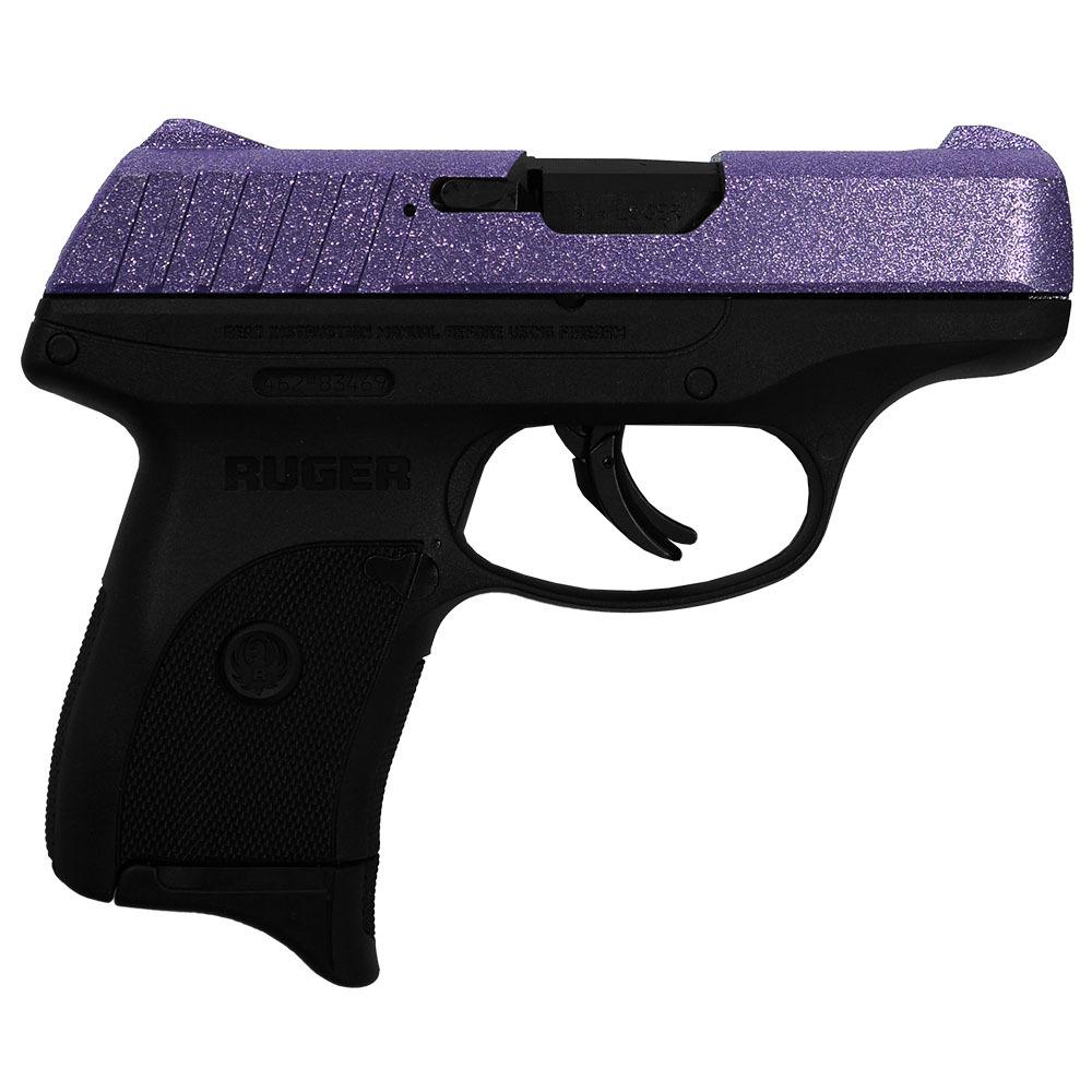Purple glitter handgun with black grip.