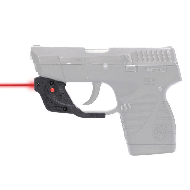 Handgun with laser sight attachment