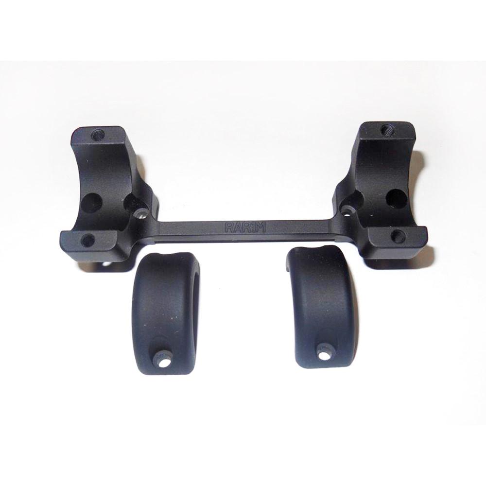Black mounting bracket and rings for equipment.