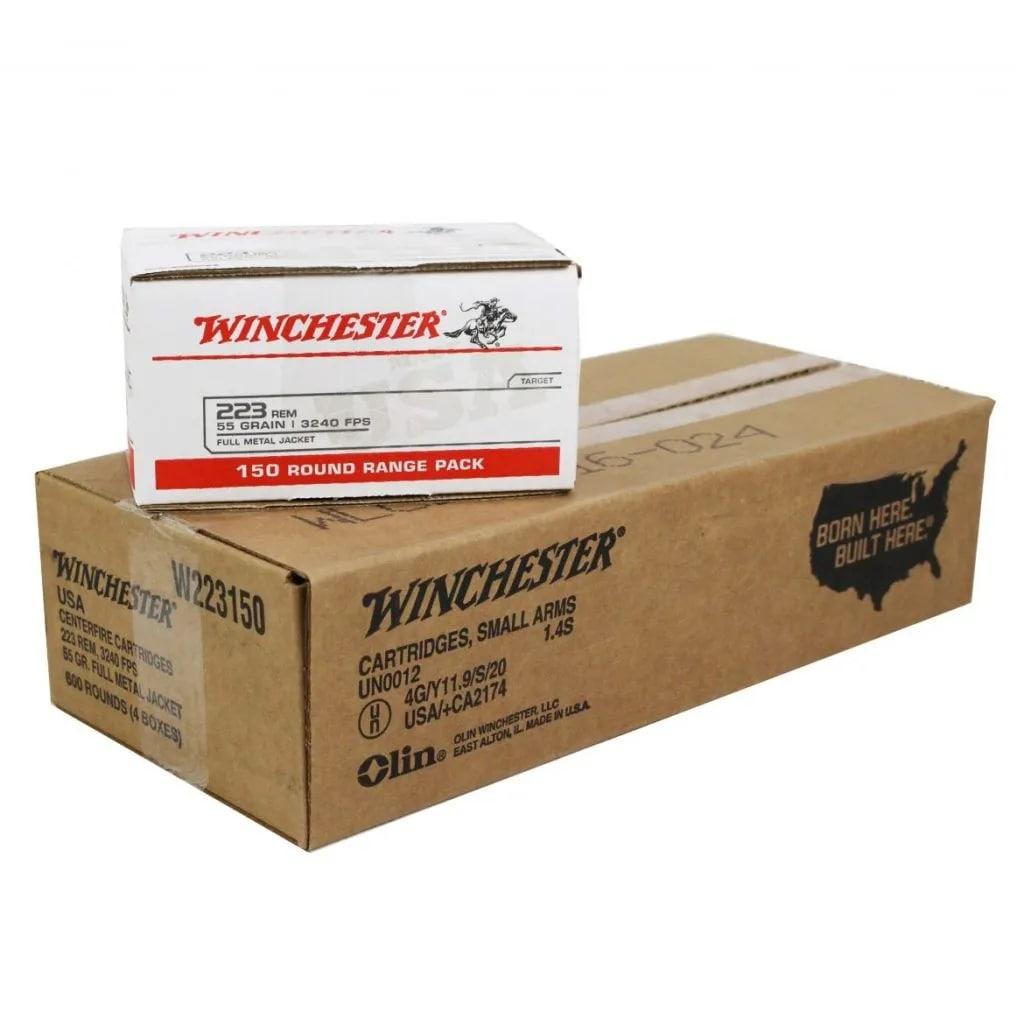 Winchester ammunition packaging with 150 round range pack.
