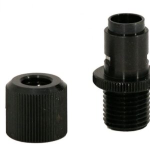 Two black plumbing connectors for mechanical use.