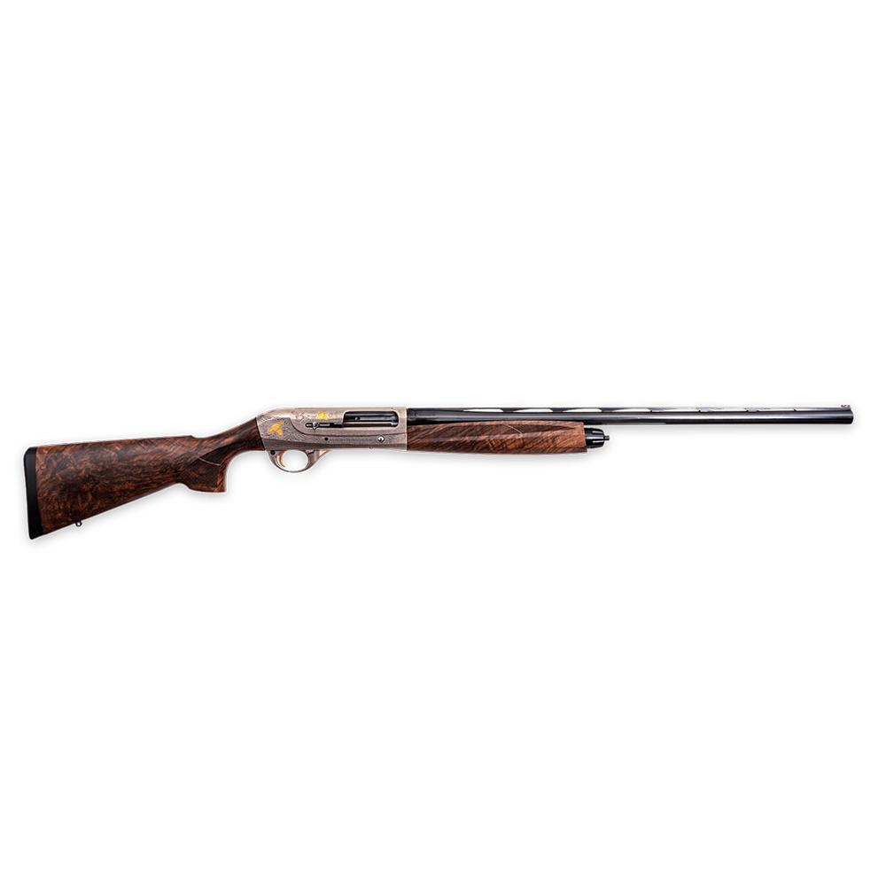 Side view of a stylish hunting shotgun.