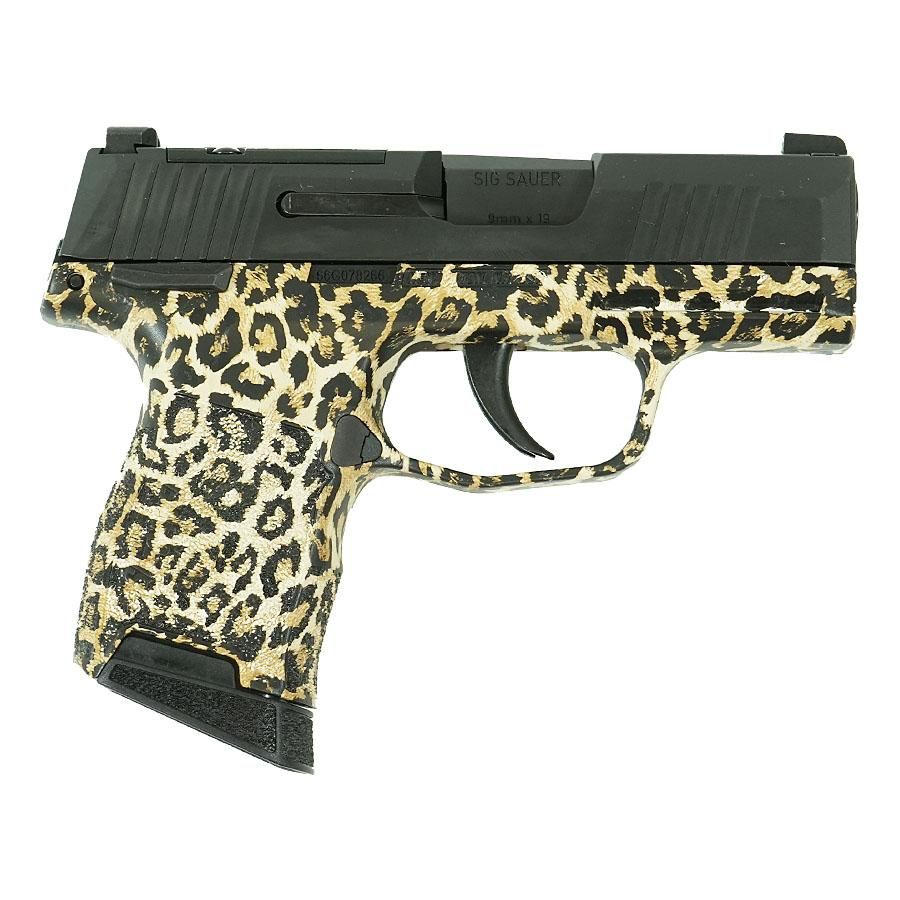Leopard print SIG Sauer handgun.