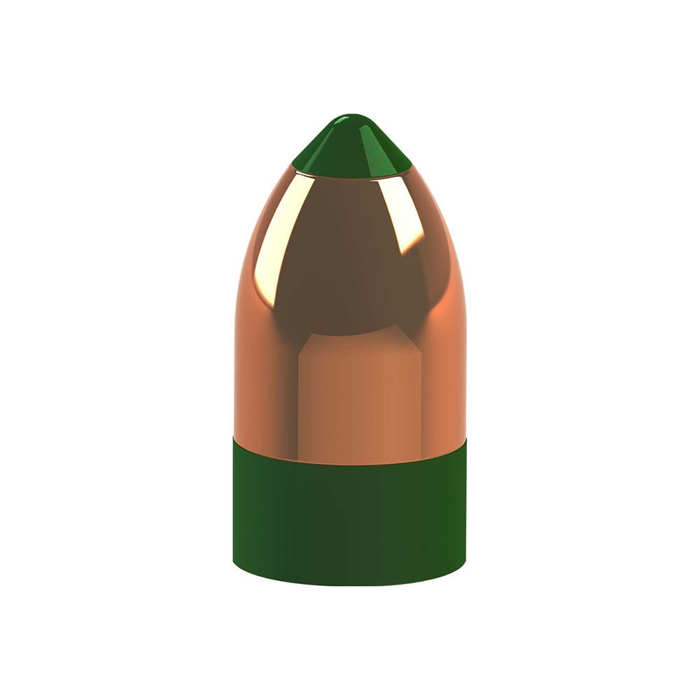 Copper-coated bullet with green tip