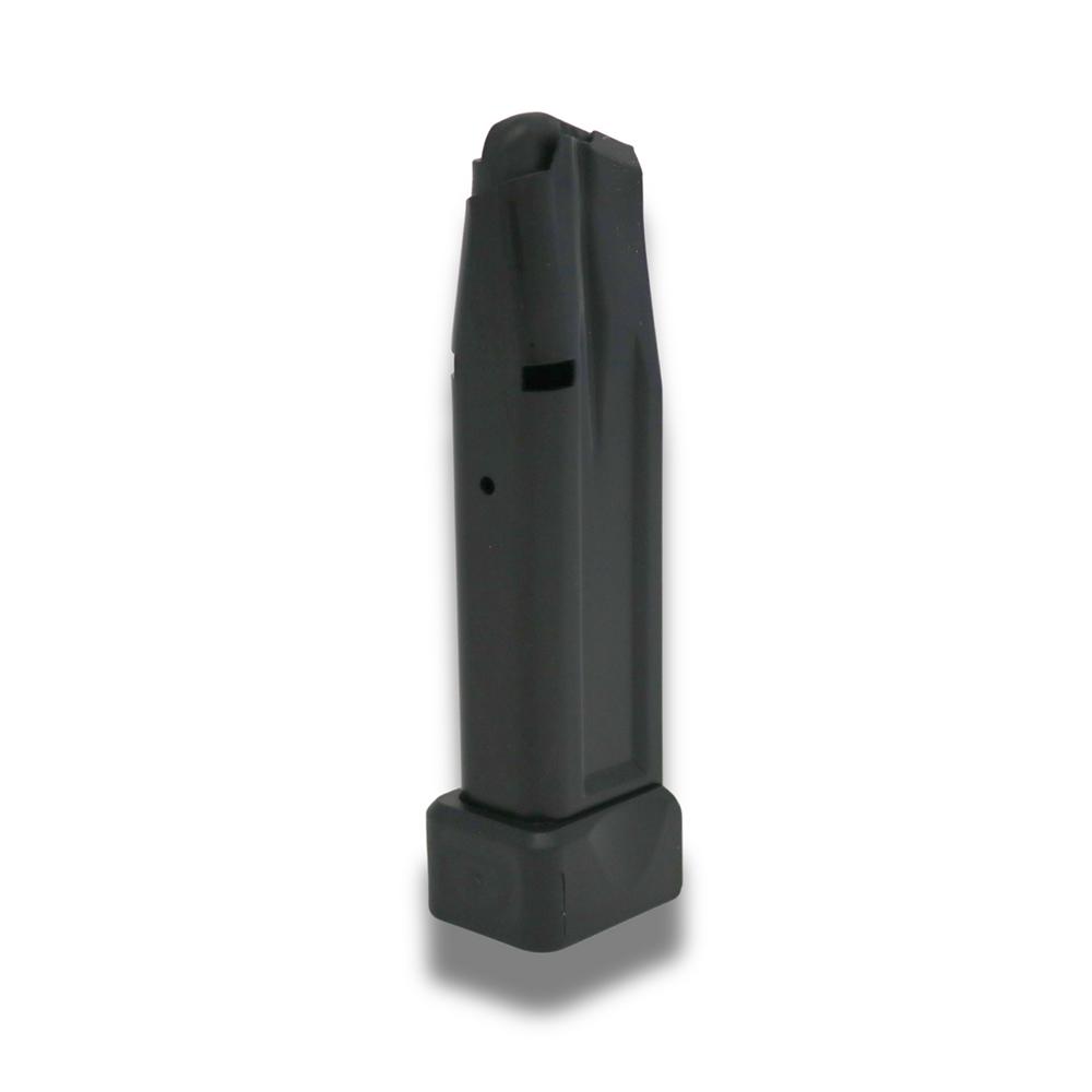 Black magazine for a firearm.