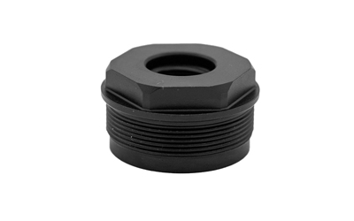 Black threaded cap for plumbing applications.
