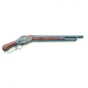 Antique shotgun with wooden stock and barrels.