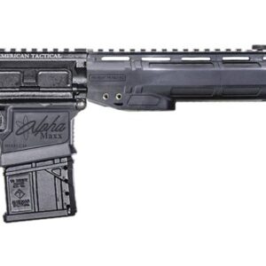 Black semi-automatic rifle with tactical features.