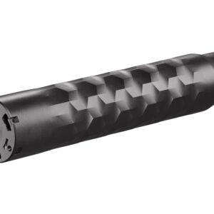 Stylish black suppressor with textured design.