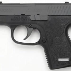 Black compact handgun on a white background