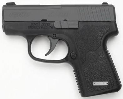 Black compact handgun on a white background
