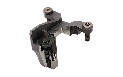 Close-up of a mechanical clamp tool.