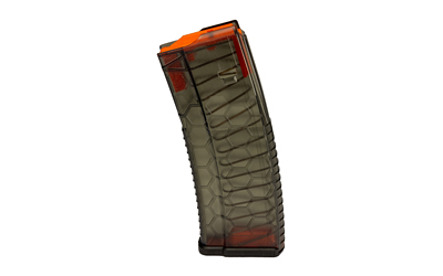 Curved firearm magazine with orange top