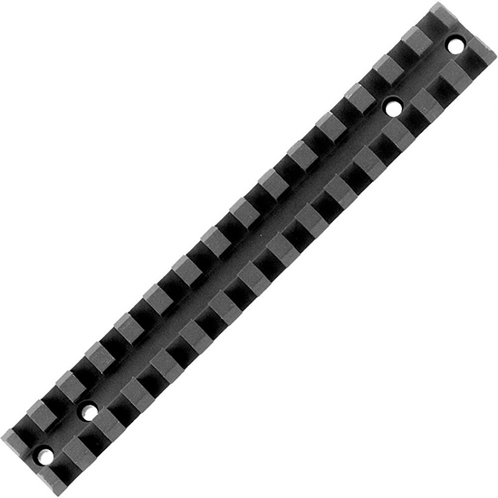 Black rail accessory for mounting equipment.