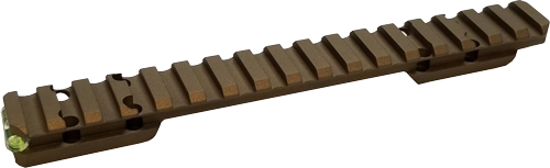 Brown tactical rail for firearm accessories.