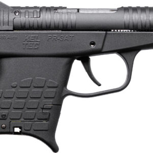 Black compact handgun in profile view