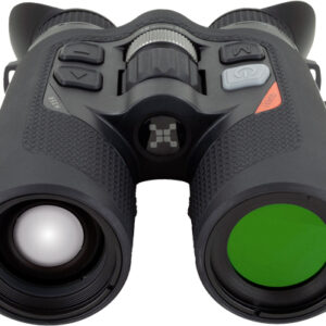 Black binoculars with various buttons and lenses.