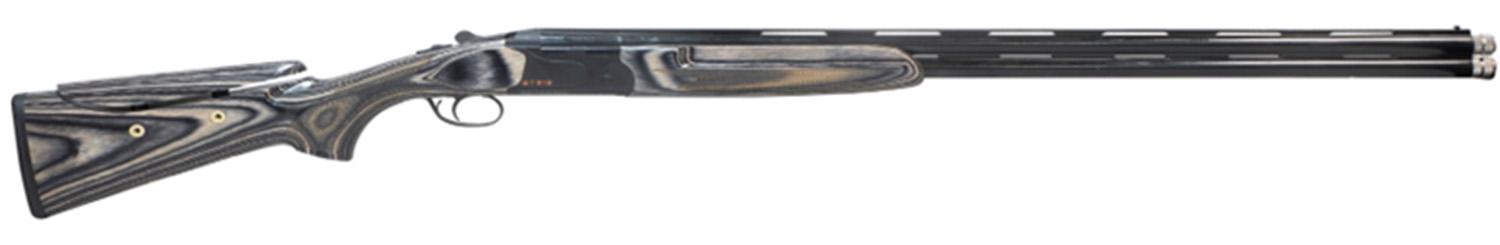 Side view of a double-barreled shotgun.