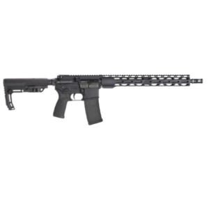 Black AR-15 style rifle on white background.