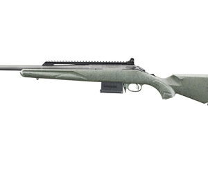 Rifle with a green synthetic stock and barrel.
