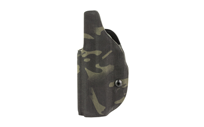 Side view of a camouflage firearm holster.