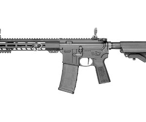 Side view of a modern assault rifle.
