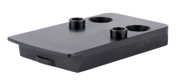 Black flat plate with two holes on top.