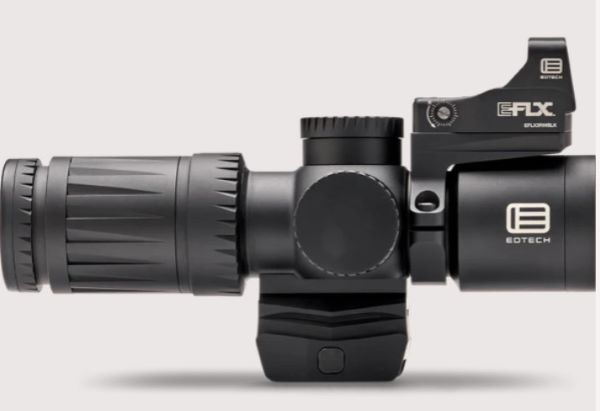 EDTECH rifle scope with EFLX red dot sight.