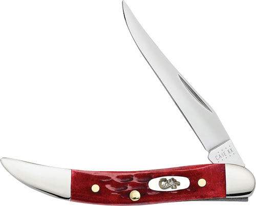 Red-handled folding pocket knife with two blades