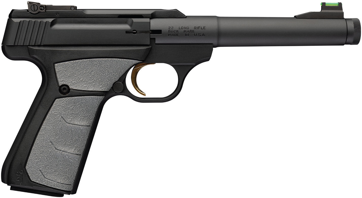 Black .22 caliber semi-automatic pistol side view