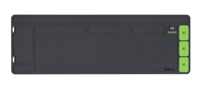 Large black desk mat with green macro keys