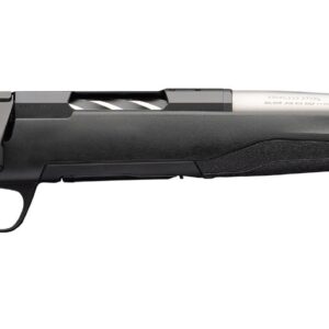 Black bolt-action rifle on white background