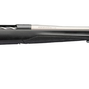 Black bolt-action rifle on white background