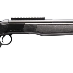 Black modern single-shot rifle on white background