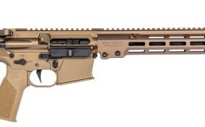 Tan AR-15 style rifle on white background