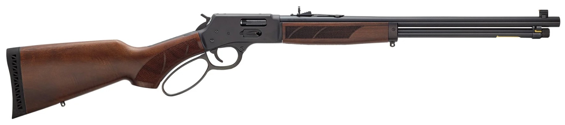 Lever-action rifle with wooden stock